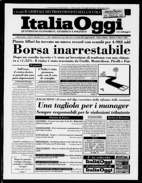 Italia oggi : quotidiano di economia finanza e politica